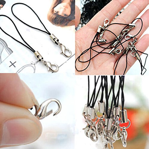100Pcs Black Cell Phone Lanyard Cords Strap Lariat Mobile Lobster Clasp