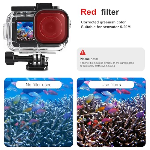 FitStill 196FT/60M Waterproof Case&3 Filters&Floating Hand Grip Stick Set Compatible for DJI Osmo Action 5 Pro Action 4 Action 3,Snorkeling Surfing,Wakeboarding Protective Cover Shell Accessories Kit