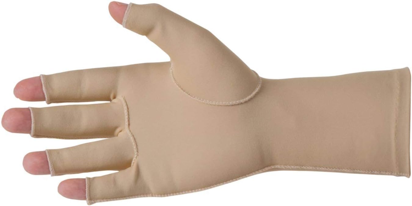 Compression Edema Glove Left Open Finger Medium, 9" L, Tan, Reusable