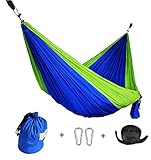 CUTEQUEEN TRADING Double Nest Ultralight Portable Outfitters Parachute Nylon Fabric Hammock For Travel Camping,Backpacking,Kayaking,Color: Diamond Blue/Fruit Green