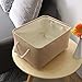 TheWarmHome Decorative Basket Rectangular Fabric Storage Bin Organizer Basket with Handles for Clothes Storage (Beige, Medium-1Pack,13.8L*9.8W*6.7H)