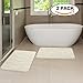 Soft Non Slip Absorbent Bath Rugs, Memory Foam Bath Mats Two Pack by FlamingoP (Ivory, Waved Pattern, Size:W17 xL24)