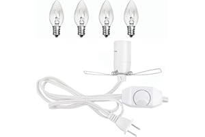 BUBYVV Salt Lamp Cord,Salt Lamp Cord and Base Assembly & Clip for All Himalayan Crystal Salt Lamps -4 Free 15W E12 Base Bulbs for Salt Lamp (White)