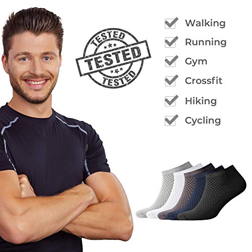 NUDUS Men's Bamboo Ankle Socks, 5-Pair Gift Box, Super Breathable, Soft, Thin and Non Slip