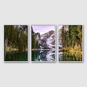 Framed Canvas Wall Art for Living Room, Bedroom Beautiful Nature Norway Landscape Canvas Prints for Modern Home Decoration Ready to Hang - 16"x24"x3 Panels