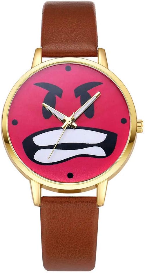 Armanis Ladies Business Watch, Electronic Cute Expression Watch, Fashion Leather Quartz Wrist Watch