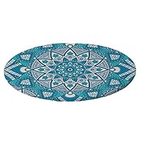 homozy Elastic Fitted Table Cover, Polyester Vinyl Round Tables Tablecloth Table Cloth, Waterproof Table Pads, Tabletop Decor Blue Kaleidoscope Pattern 59