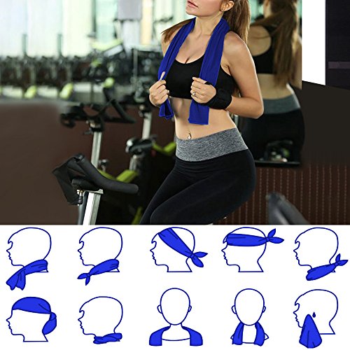 KAMIER Cooling Towel for Sports Instant Cooling Relief, Quick Dry, Staying Cool for Gym, Workout, Outdoor Sports, Running, Yoga, Golf, Pilates, Fitness, Camping Chilling Towel (Dark blue)