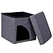 Favorite Soft Portable Opening Cat Play Cube Bed, Grey
