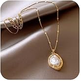 Baroque Pearl Necklace for Women, Irregular-Shaped Gold Pearl Chain, Minimalist Luxury Pendant Necklace for Women