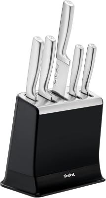 EverSharp Pro 5-teiliges Messer-Set mit selbstschärfendem Messerblock, patentierte Schärftechnologie, deutscher rostfreier Edelstahl, Schwarz, K2976S04