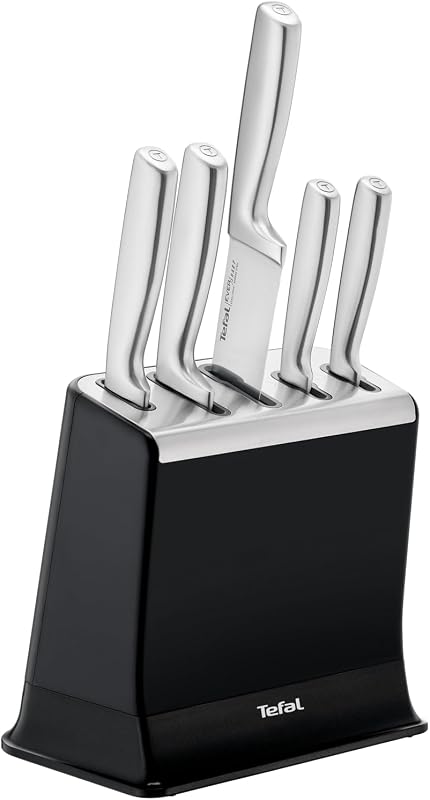 EverSharp Pro 5-teiliges Messer-Set mit selbstschärfendem Messerblock, patentierte Schärftechnologie, deutscher rostfreier Edelstahl, Schwarz, K2976S04
