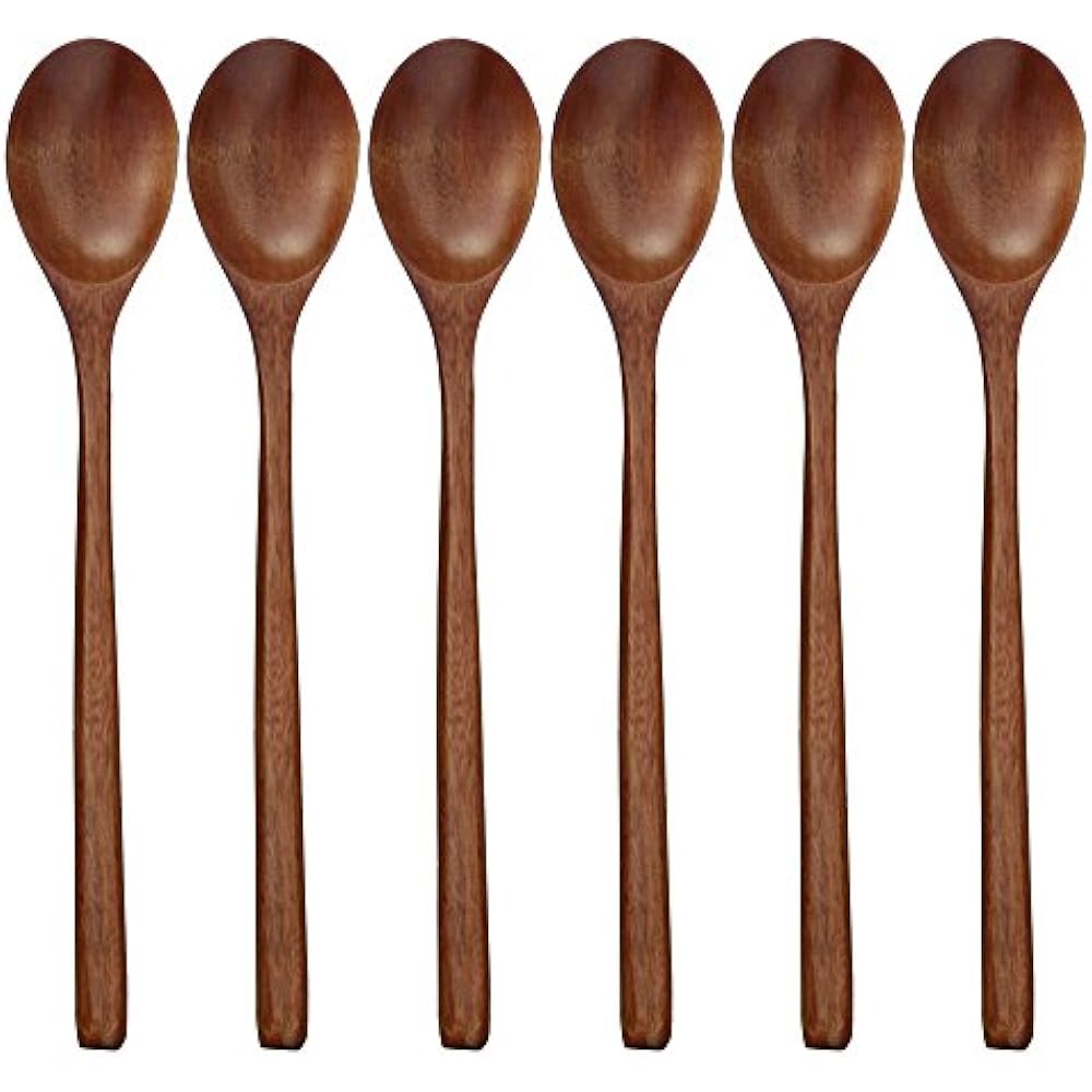 Wooden Spoons, 6 Pieces Soup For Eating Mixing Stirring Cooking, Long