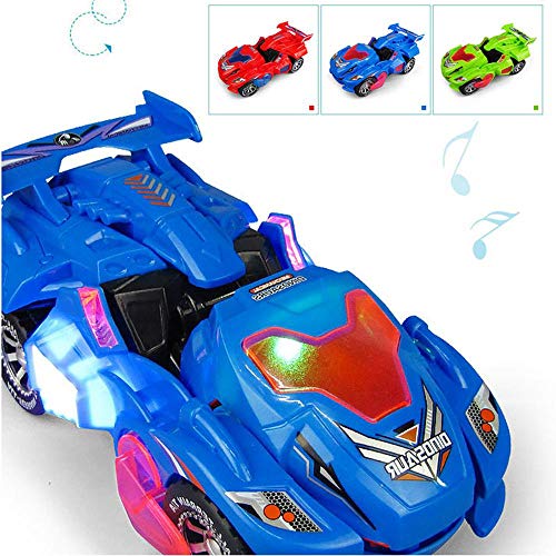 Transforming Dinosaur Car,Womdee Deformation LED Car,Kids Dinosaur Toys Play Vehicles with Light Flashing Music,Creative Xmas Toys Gift for Kids 3-12 Years Old,Automatic Transformation,Avoid Obstacles