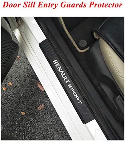 Door sill protector film with Renault sport logo, door sill plate protector film stickers, Door sill entry guards protector stickers, door Sill Scuff Plate Protector Stickers for Renault series White