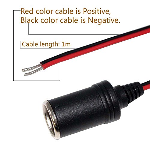 MicVista AC03 12V 1m Female Car Cigarette Lighter Female Socket Plug Connector for GPS/ Dashcam Car Charger with Cigarette Lighter Socket (2 pack)