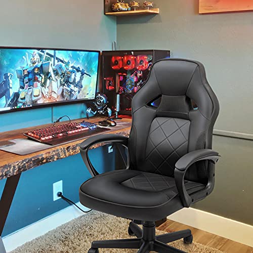 Furniwell Leather Gaming Chair Office Desk Chair, Racing Style Video
