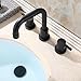 PARLOS Two-Handle Widespread Bathroom Faucet with Pop-up Drain Assembly and cUPC Faucet Supply Lines, Matte Black, 14136
