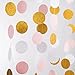 MOWO Glitter Paper Garland Circle Dots with Glitter Powder Hanging Decor 2.5'' in Diameter 20-feet(Gold Glitter,Pink,White,2pc)