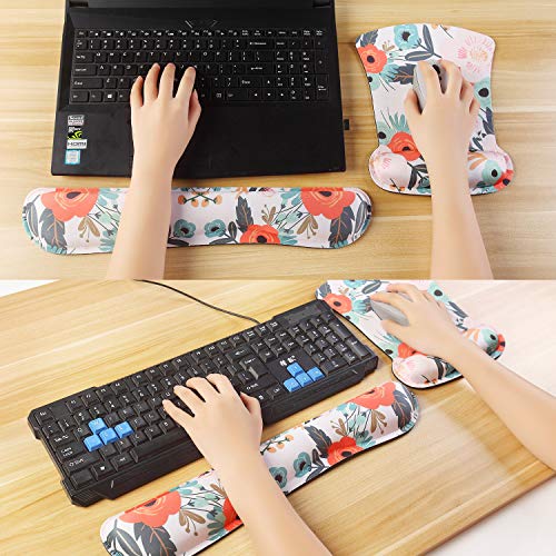 Dooke Keyboard Wrist Rest Pad and Mouse Wrist Rest Support, Comfort Wrist Rest Pad with Non-Slip Rubber Base & Memory Foam Support for Working Gaming Fatigue Pain Relief Floral - Thumbnail 7