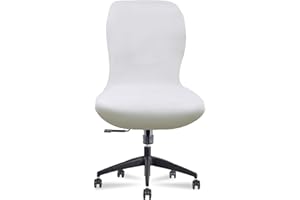 Deisy Dee Velvet Stretch Armless Office Chair Covers - Colorful Stretch Slipcover for Desk Chairs (Off White)