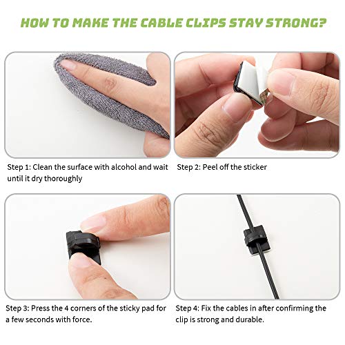 Smilife 30 PCS Black Self Adhesive Cable Wire Clip Holders, Snap Design Cable Clip Wire Management, Wire Organizer Use for Home, Office, Car
