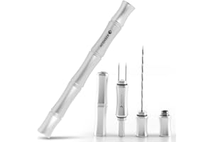 KEENSUN 3-in-1 Cigar Punch Tool Set with Cigar Punch(8mm), Cigar Draw Enhancer Cutter and Twin Nubber (Silver)