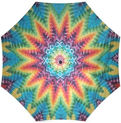 Easter Day/Thanksgiving Day Gifts Colorful Tie Dye Folding Windproof outdoor Travel Umbrella for Women