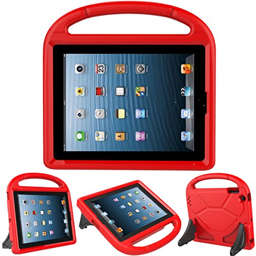 Kids Case for iPad 2 3 4 - TIRIN Shock Proof Convertible Handle Light Weight Durable Super Protective Stand Cover for iPad 4, iPad 3 & iPad 2 2nd 3rd 4th Generation Tablet,Red