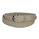 CTM Men's Elastic Braided Stretch Belt with Silver Buckle and Matching Tabs