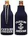 Funny Beer Bottle Coolie Captain Awesome Sailing Gag Gift 2 Pack Bottle Drink Coolers Coolies Navy