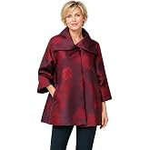IC Collection Floral Jacquard Big Collar One Button Jacket - C1143J