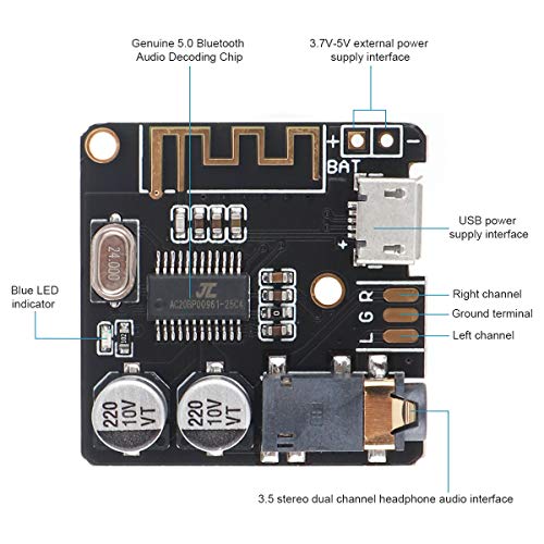 2 stuks Bluetooth Audio Receiver Board voor Audio Versterker 3.7-5V BT5.0 Stereo Auto Luidspreker Versterker DIY - Afbeelding 5