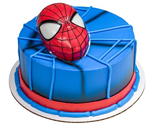 Spiderman Head Cake Topper with Light Up Eyes & 12 Cupcake Rings, DecoPac, Marvel.