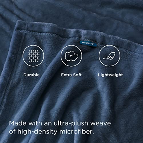 Bedsure Fleece Blanket Throw Blanket Mineral Blue Lightweight Blanket