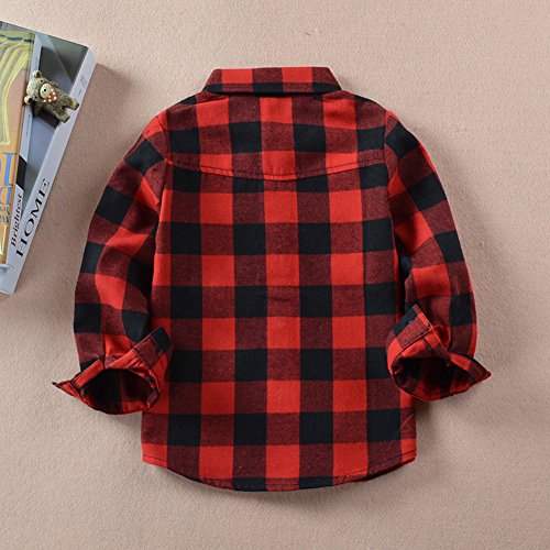 2 Happy+Sleeve+Button+Flannel+Red+Black