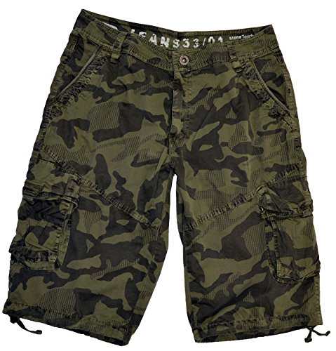 Mens Olive Camouflage Cargo Shorts 