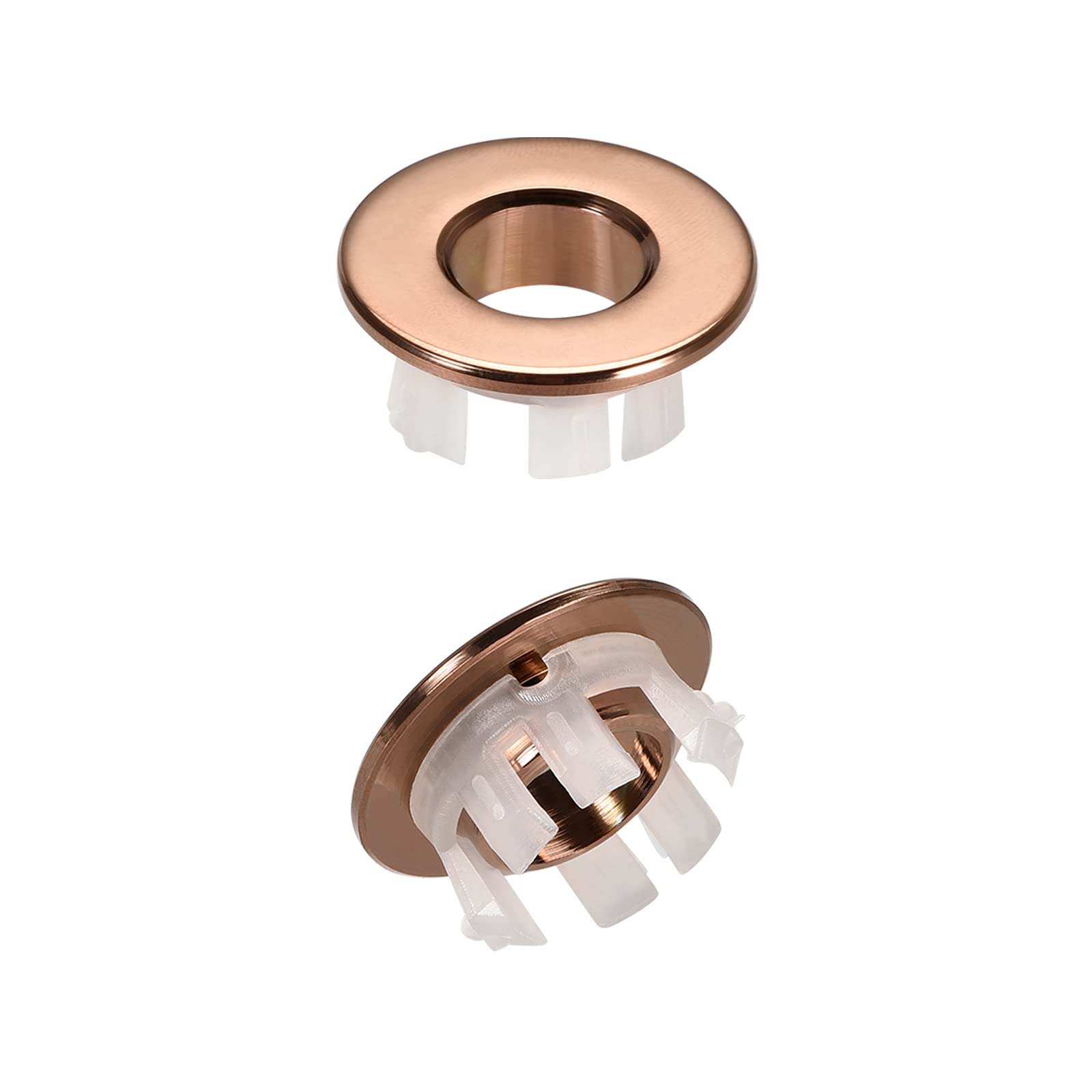 DTGN 30x13.5mm(DxT) Sink Overflow Cover - 2Pack - Good for Bathroom Kitchen Sink - Copper Basin Trim Insert in Hole Round Caps - Rose Gold