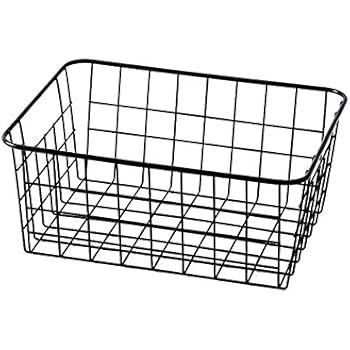 Sturdy Small Wire Storage Basket with Kitchen Food Pantry Papers Home Office Desk Shelf Bathroom Laundry Room Shelf Bedroom Bed Room