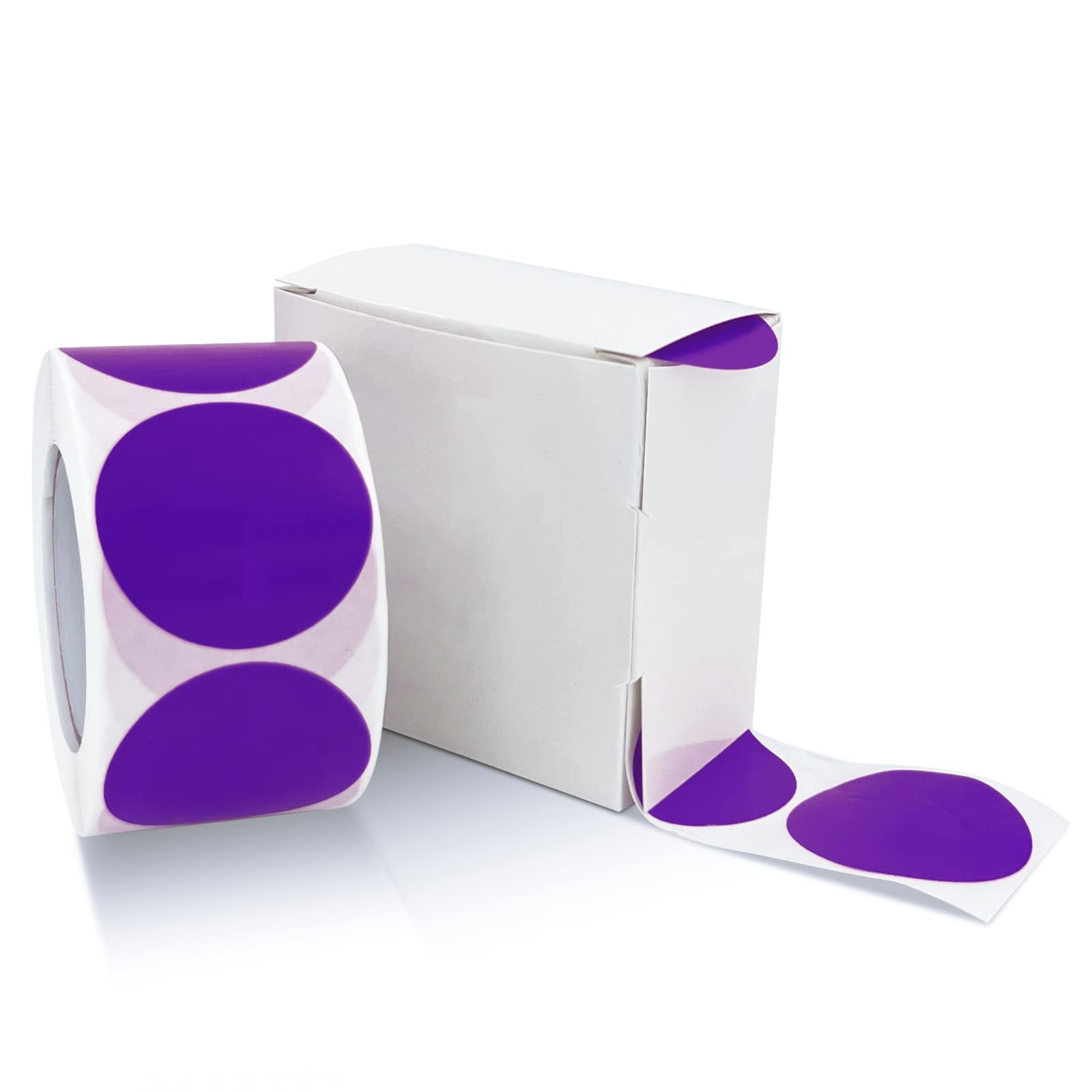 Round Stickers Purple 25mm Circle Labels with Dispenser Box Color Coding Dot Sticker Waterproof Removable Roll of 500