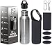 Stainless Steel Beer Bottle Cooler Insulated with Opener - Beer Bottle Holder by S&S - Cold Beer Keeper - Fits Most 12oz. Bottles. Includes a Keychain Carabiner + Neoprene Carrying Case + Gift Box.