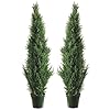 Two 4 Foot Outdoor Artificial Cedar Topiary Trees Uv Rated Potted Plants 514x4ETSm1L