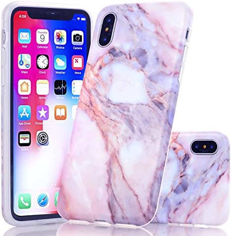 iPhone X Marble Case, Wastou Marble Pattern Slim Fit Soft Flexible TPU Matte Silicone Protective Phone Cover [Support Wireless Charging] for Apple iPhone X (2017) (Color Stone)