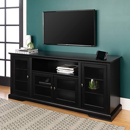 Walker Edison WE Furniture Highboy Style TV Stand, 70Inch, Black Wood