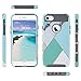 ULAK iPhone 7 Case, Colorful Series Slim Hybrid Dual Layer Scratch Resistant Hard Back Cover Shock Absorbent TPU Bumper Case for Apple iPhone 7 4.7 inch- Mint Geometric Marble
