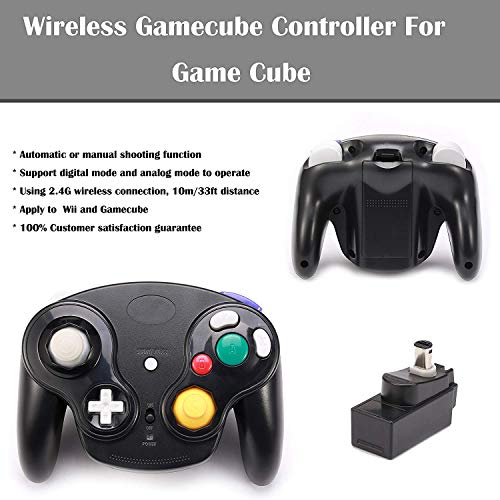 Poulep Classic 2.4G Wireless Controllers Gamepad with Receiver Adapter for Wii U Gamecube NGC GC (Black and Black2)