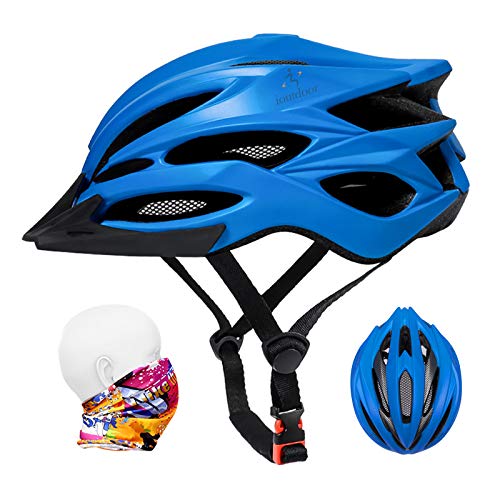 ioutdoor Bike Helmet Men, Cycle Helmet Ladies, Adjustable 56-62cm, Insect Net, Detachable Visior, 22 Vents, Lightweight, Bicycle Helmet for Adult Womens Teenagers Girls Boys (Blue)