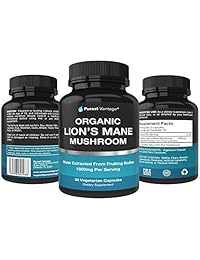 Cápsulas de hongos de melena de leones orgánicos, 1800 mg de suplemento de hongos de melena...