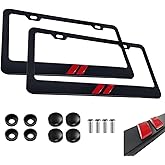 2PCS Black License Plate Frames in 3D Letters Aluminum Alloy Car License Plate Holders Compatible with Dodge Challenger Charger Durango RAM (Red)