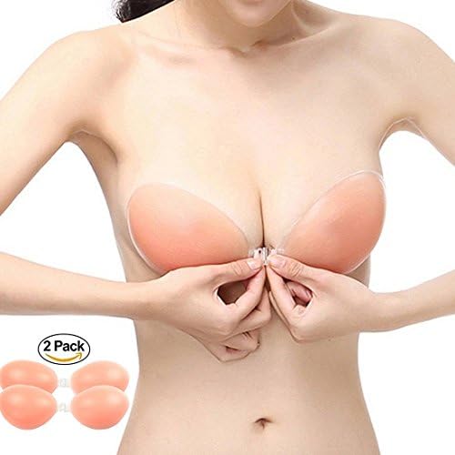 Backless Stick on Bras Invisible Push Up Bra Silicone Adhesive Nubra Strapless Bra (B)